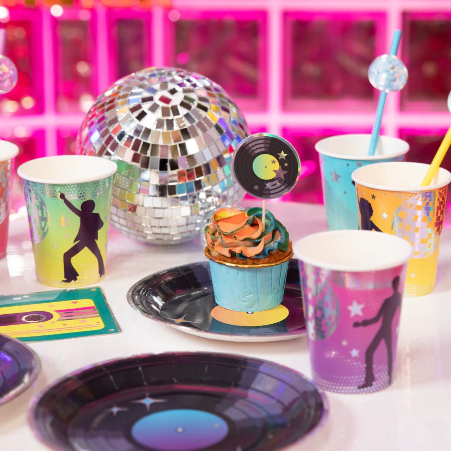 Toppers Disco Retro – Pack x8 – Decoración de Mesa con Palillo – 10,5 cm - NAROSA SWEET PARTY