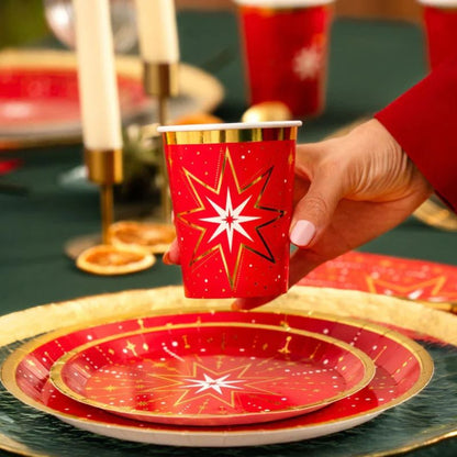 Vasos de Cartón Feliz Navidad Rojo 270 cc (6 uds) - NAROSA SWEET PARTY