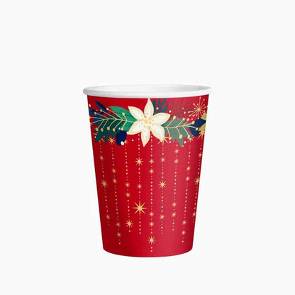 Vasos de Cartón Navidad Ornaments 270 cc (6 uds) – Rojo - NAROSA SWEET PARTY