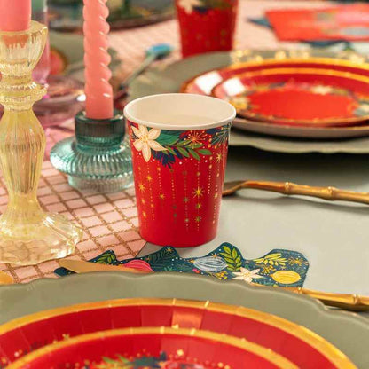 Vasos de Cartón Navidad Ornaments 270 cc (6 uds) – Rojo - NAROSA SWEET PARTY