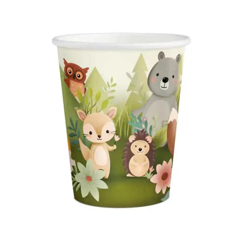 Vasos de Papel Animales del Bosque 220 ml – Pack 6 uds - NAROSA SWEET PARTY