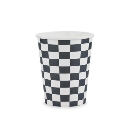 Vasos de papel Checkered Flag, 220 ml. Blanco y Negro - NAROSA SWEET PARTY