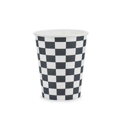 Vasos de papel Checkered Flag, 220 ml. Blanco y Negro - NAROSA SWEET PARTY