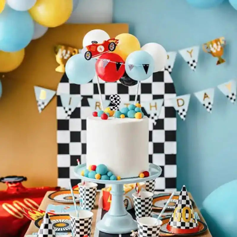 Vasos de papel Checkered Flag, 220 ml. Blanco y Negro - NAROSA SWEET PARTY