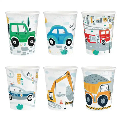 Vasos de Papel Coches 220 ml – Pack 6 uds - NAROSA SWEET PARTY