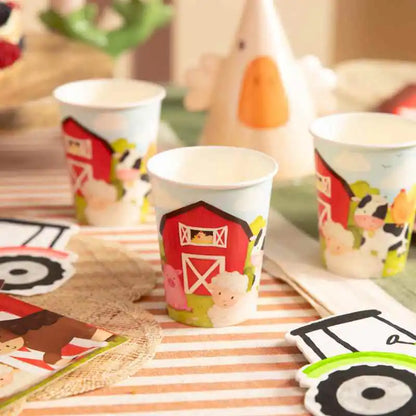 Vasos infantiles granja decoración cumpleaños