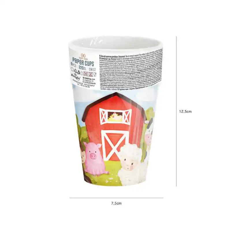 Vajilla fiesta granja vasos de papel