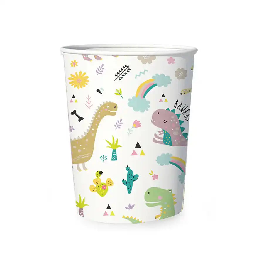 Vasos Dinosaurios 220 ml – Pack x6 – Decoración de Mesa Infantil - Narosa Sweet Party Barcelona