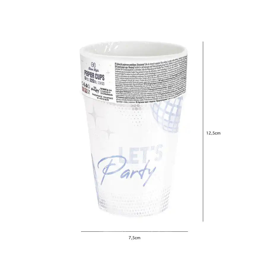Vasos Disco Plata 220 ml – Pack x6 – Decoración de Mesa Brillante para Fiestas - NAROSA SWEET PARTY