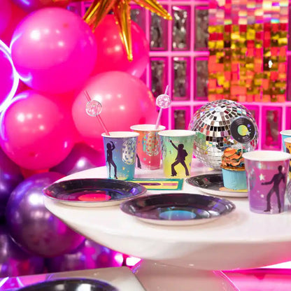 Vasos Retro Disco 220 ml – Pack x6 – Decoración de Mesa Temática Vintage - NAROSA SWEET PARTY