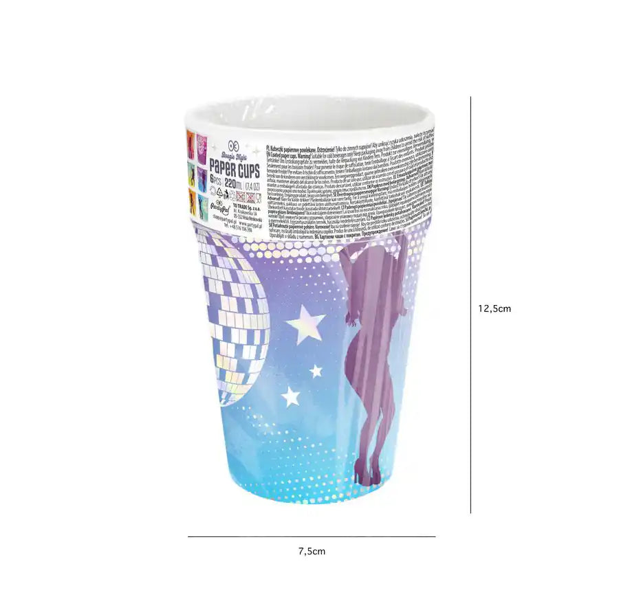Vasos Retro Disco 220 ml – Pack x6 – Decoración de Mesa Temática Vintage - NAROSA SWEET PARTY