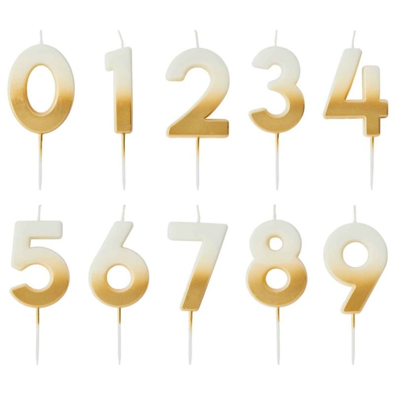 Vela Número Gold Ombre – 0 al 9 - NAROSA SWEET PARTY