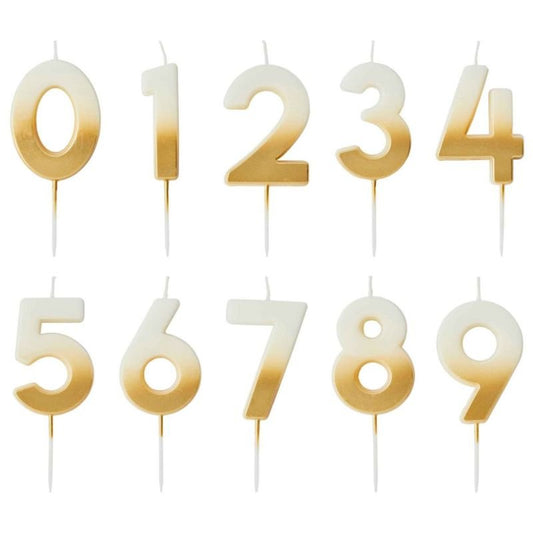 Vela Número Gold Ombre – 0 al 9 - NAROSA SWEET PARTY