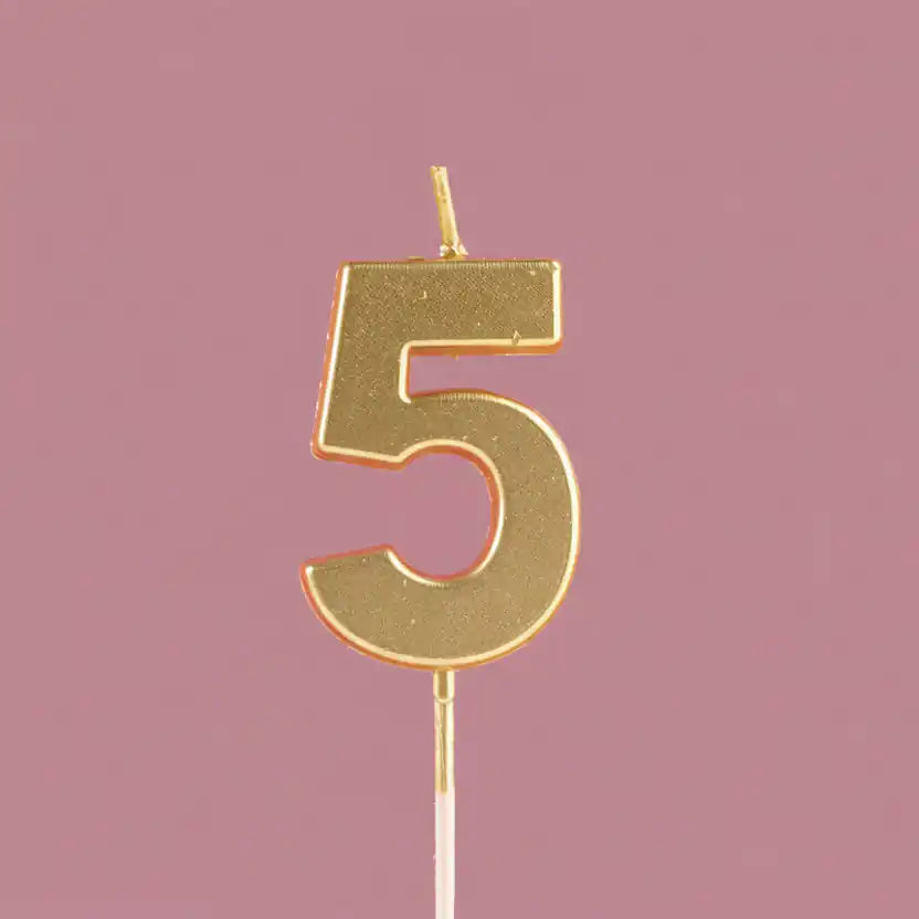 Vela Número Dorada 4 cm | Para Cumpleaños y Fiestas - Narosa Sweet Party Barcelona