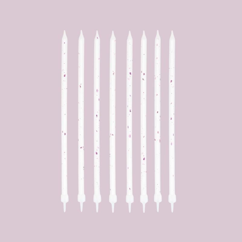 Velas de cumpleaños blancas y doradas, 15 cm, 8 uds. - NAROSA SWEET PARTY