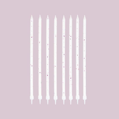 Velas de cumpleaños blancas y doradas, 15 cm, 8 uds. - NAROSA SWEET PARTY