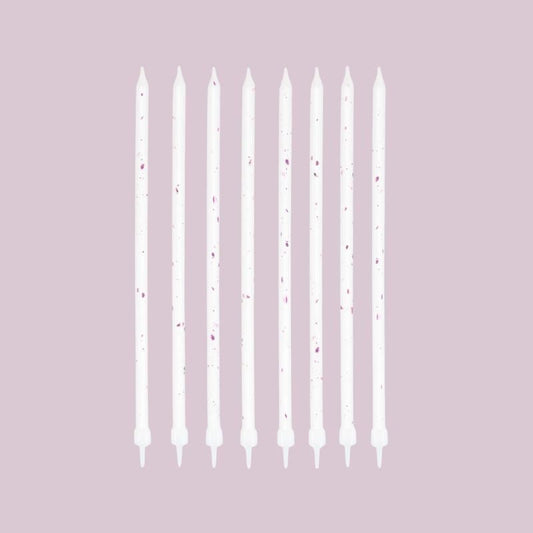 Velas de cumpleaños blancas y doradas, 15 cm, 8 uds. - NAROSA SWEET PARTY