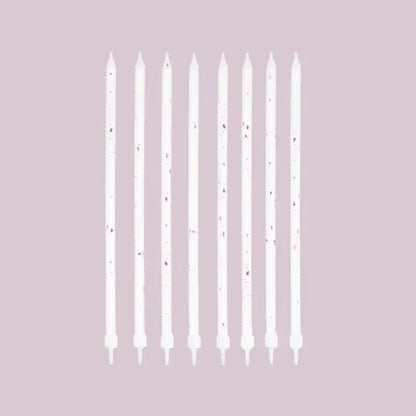 Velas de cumpleaños blancas y doradas, 15 cm, 8 uds. - Narosa Sweet Party Barcelona