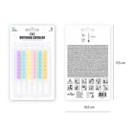 Velas de cumpleaños con bengalas de colores, 7,5 cm, 6 uds. - NAROSA SWEET PARTY