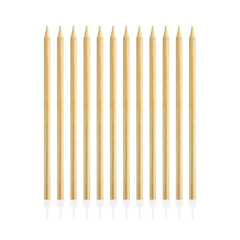 Velas de cumpleaños doradas, 13,5 cm, 12 uds. - NAROSA SWEET PARTY