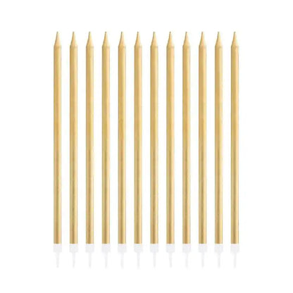 Velas de cumpleaños doradas, 13,5 cm, 12 uds. - NAROSA SWEET PARTY