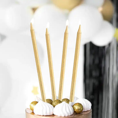 Velas de cumpleaños doradas, 13,5 cm, 12 uds. - NAROSA SWEET PARTY