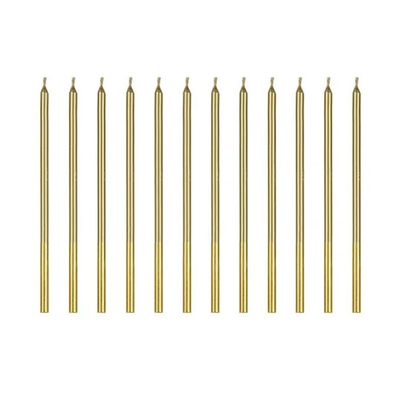 Velas de cumpleaños doradas lisas 14 cm (pack 12 uds) - NAROSA SWEET PARTY