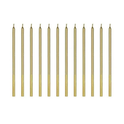 Velas de cumpleaños doradas lisas 14 cm (pack 12 uds) - NAROSA SWEET PARTY