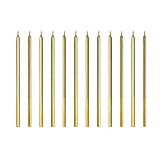 Velas de cumpleaños doradas lisas 14 cm (pack 12 uds) - NAROSA SWEET PARTY