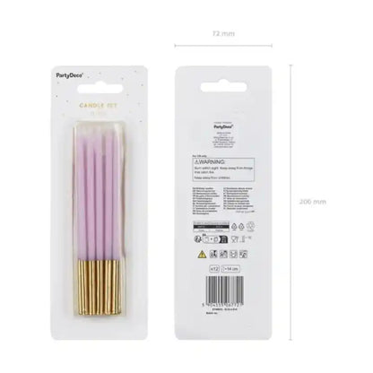 Velas de cumpleaños lisas violetas 14 cm (pack 12 uds) - NAROSA SWEET PARTY
