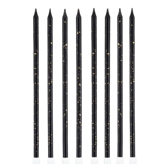 Velas de cumpleaños negras y doradas, 15 cm, 8 uds. - NAROSA SWEET PARTY