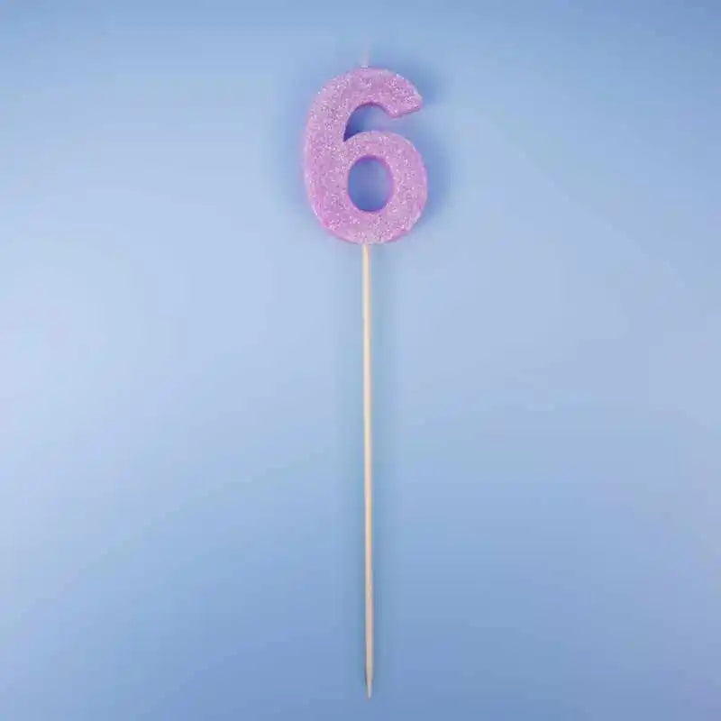 Velas de números brillantes biodegradables (0–9) palo largo - NAROSA SWEET PARTY