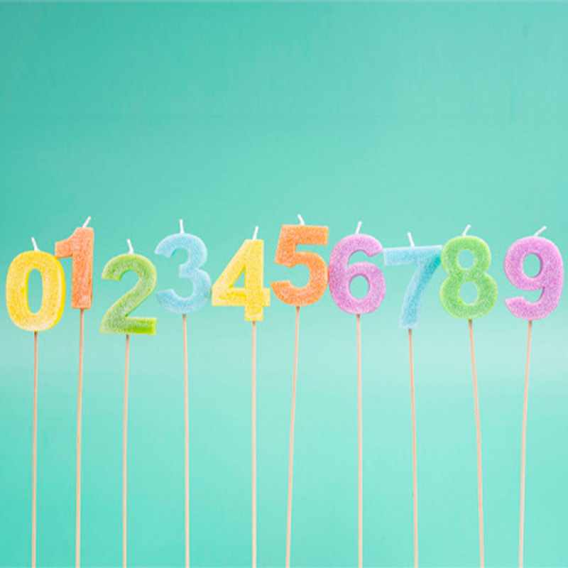 Velas de números brillantes biodegradables (0–9) palo largo - NAROSA SWEET PARTY
