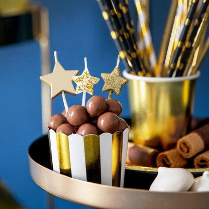 Velas estrellas doradas, 5 uds. - NAROSA SWEET PARTY