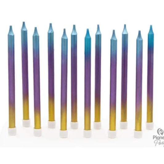 Velas Rainbow Ombre 11,5 cm – Pack 12 uds - Narosa Sweet Party Barcelona